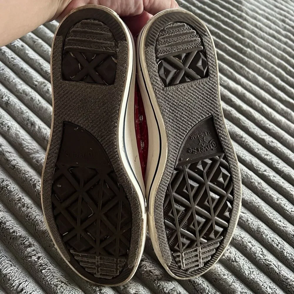 Converse All Star Red Canvas Sneaker Women Size 8 - Picture 6 of 8